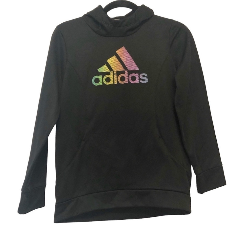 Adidas Black Rainbow Logo Sweatshirt Hoodie